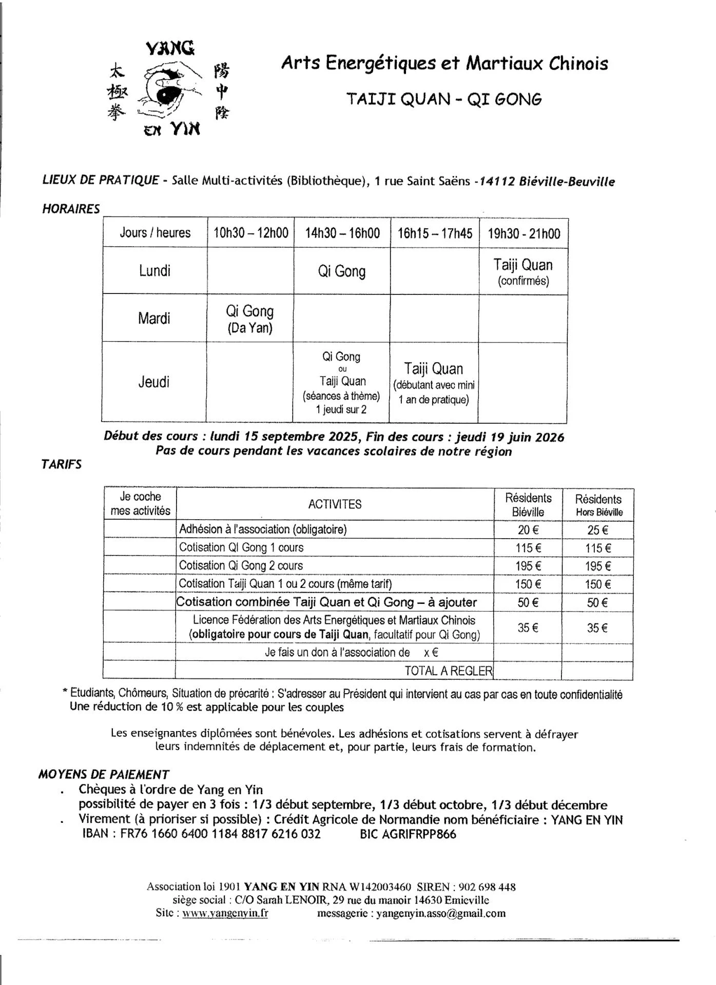 Horaires et tarifs 2025 26final